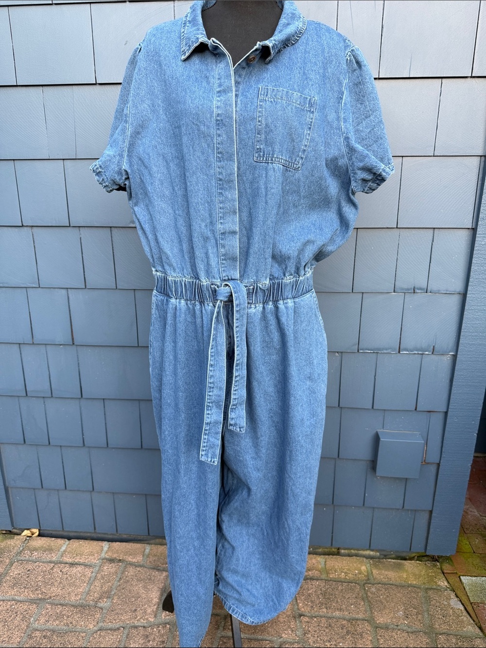 Boohoo Light Blue Denim Piece with Black Lining Detail 18 oversized jumper